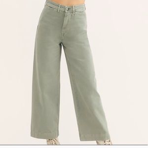 NWT Free People Patti Wide Leg Crop Pants in Sage